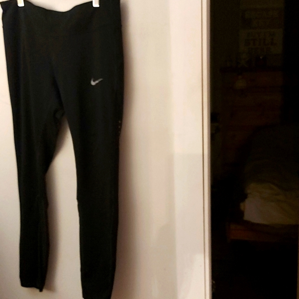 Nike Women's Running Leggings/ Night Reflectors/Black/Pocket/ Sz L